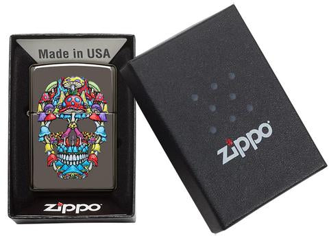 Zippo Lighter - Multi-Colored Mushroom Skull - Lighter USA