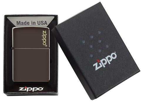 Zippo Lighter - Classic Brown Zippo Logo - Lighter USA