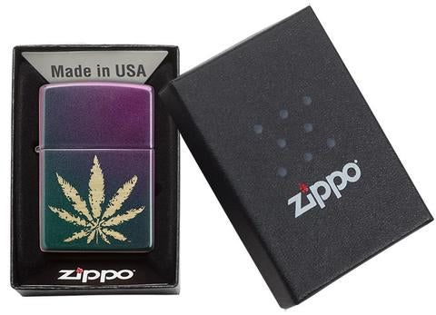 Zippo Lighter - Iridescent Marijuana Leaf - Lighter USA