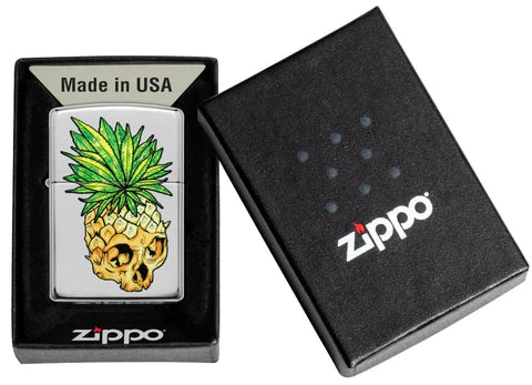 Zippo Lighter - Leaf Skull Pineapple Design - Lighter USA