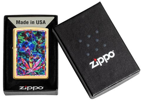 Zippo Lighter - Psychedelic Marijuana Leaf Design - Lighter USA