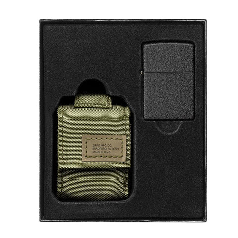 Zippo Tactical Pouch and Black Crackle® Windproof Lighter Gift Set - Lighter USA