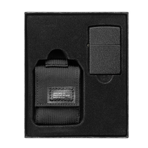 Zippo Tactical Pouch and Black Crackle® Windproof Lighter Gift Set - Lighter USA