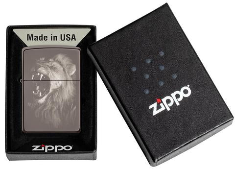 Zippo Lighter - Fierce Lion Black Ice - Lighter USA