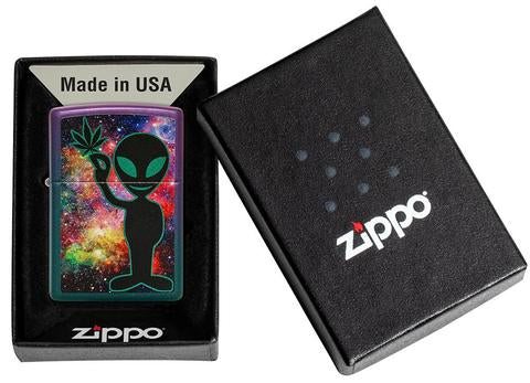 Zippo Lighter - Alien w/ Good Vibes Iridescent Finish - Lighter USA