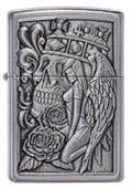 Zippo Lighter - Skull and Angel Emblem Street Chrome Design - Lighter USA