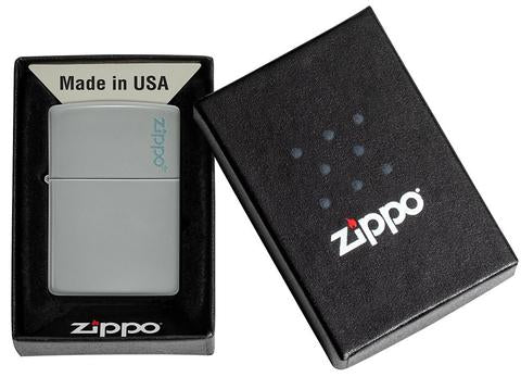 Zippo Lighter - Classic Flat Grey w/ Zippo Logo - Lighter USA