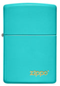 Zippo Lighter - Classic Flat Turquoise w/ Zippo Logo - Lighter USA