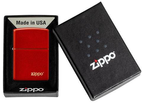 Zippo Lighter - Classic Metallic Red w/ Zippo Logo - Lighter USA