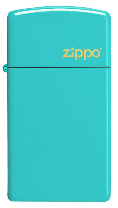 Zippo Lighter - Slim Flat Turquoise w/ Zippo Logo - Lighter USA