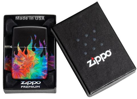 Zippo Lighter - Multi-Colored Marijuana Flames - Lighter USA