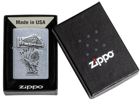 Zippo Lighter - Dead Mans Hand Emblem Design - Lighter USA