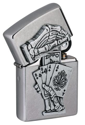 Zippo Lighter - Dead Mans Hand Emblem Design - Lighter USA