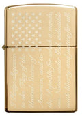 Zippo Lighter - Pledge of Allegiance Design High Polish Brass - Lighter USA