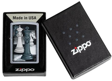 Zippo Lighter - Chess Game Street Chrome Design - Lighter USA