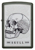 Zippo Lighter - Homo Sapien Skull Green Matte Design - Lighter USA