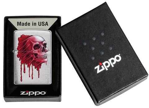 Zippo Lighter - Glory Skull Brushed Chrome - Lighter USA