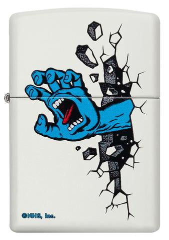 Zippo Lighter - Santa Cruz Screaming Hand White Matte - Lighter USA