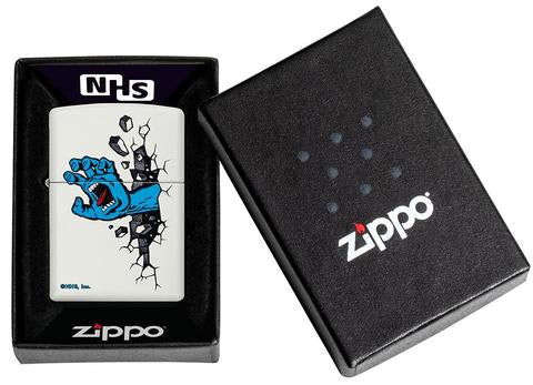 Zippo Lighter - Santa Cruz Screaming Hand White Matte - Lighter USA