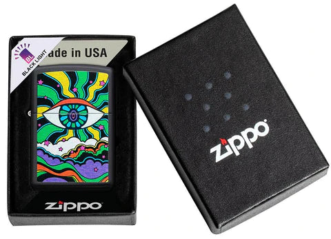 Zippo Lighter - Black Light Eye Design - Lighter USA