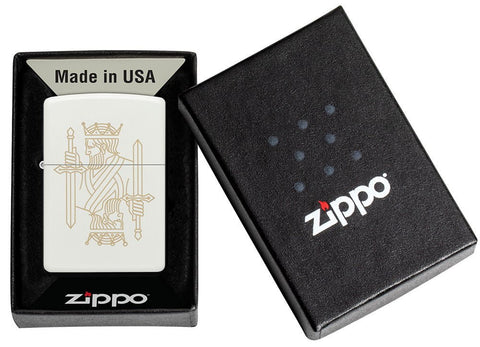 Zippo Lighter - King Queen on Regal White Matte Finish - Lighter USA