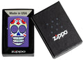 Zippo Lighter - Day of the Dead Sugar Skull on Purple Matte Finish - Lighter USA