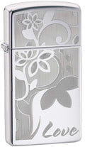 Zippo Lighter - Slim Love and Flowers - Lighter USA