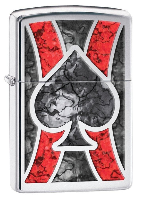 Zippo Lighter - Stained Glass Ace of Spade High Polish Chrome Fusion - Lighter USA