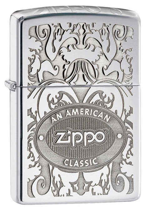 Zippo Lighter - An American Zippo Classic Crown Stamp High Polish Chrome - Lighter USA