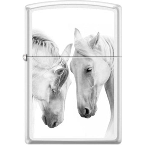 Zippo Lighter - Horses white matte - Lighter USA