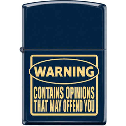 Zippo Lighter - Warning Contain Opinions - Lighter USA