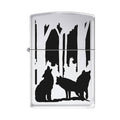 Zippo Lighter - Wolves in Forest High Polish Chrome - Lighter USA