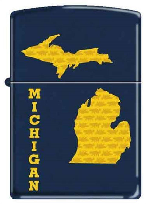 Zippo Lighter - State of Michigan Blue Matte - Lighter USA