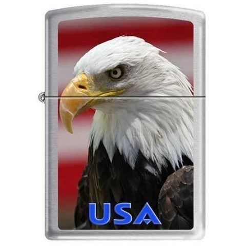 Zippo Lighter - American Eagle USA  Brushed Chrome - Lighter USA