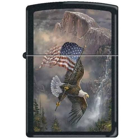 Zippo Lighter - Blaylock "Old Glory at Half Dome" Black Matte - Lighter USA