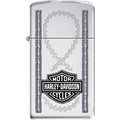 Zippo Lighter - Harley Davidson Barbed Wire Slim High Polish Chrome - Lighter USA