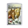 Zippo Lighter - Picken's Winter Horses Satin Chrome - Lighter USA