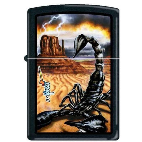 Zippo Lighter - Mazzi Scorpion Black Matte - Lighter USA