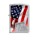 Zippo Lighter - Oil Derrick Flag High Polish Chrome - Lighter USA