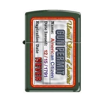 Zippo Lighter - Gun Permit Green Matte - Lighter USA