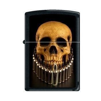 Zippo Lighter - Skull Bullet Neck Black Matte - Lighter USA