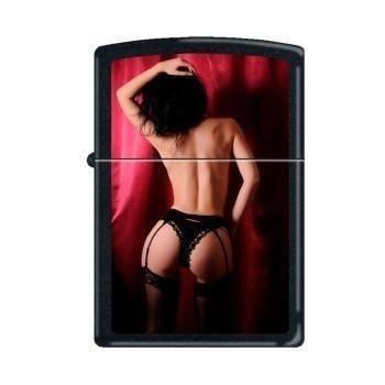 Zippo Lighter - View From Behind Red Curtain Black Matte - Lighter USA