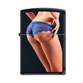 Zippo Lighter - Sexy Girl in Blue Panties Black Matte - Lighter USA