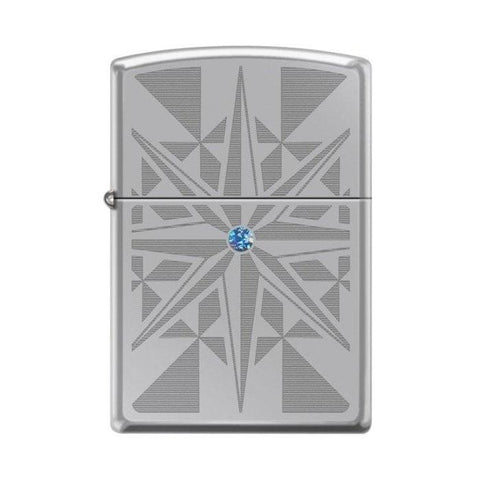 Zippo Lighter - Star w/ Blue Swarovski Crystal High Polish Chrome - Lighter USA