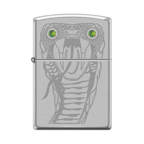 Zippo Lighter - Snake Eyes w/ Green Swarovski High Polish Chrome - Lighter USA