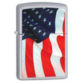 Zippo Lighter - Old Glory Satin Chrome - Lighter USA