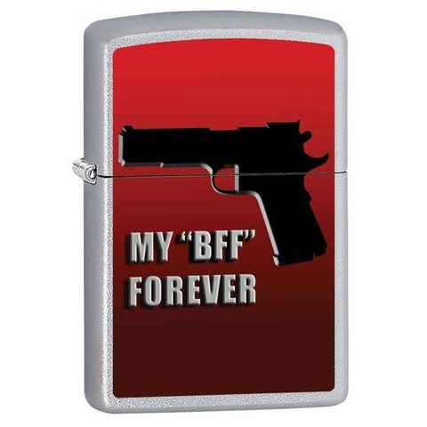 Zippo Lighter - My BFF Forever Satin Chrome - Lighter USA