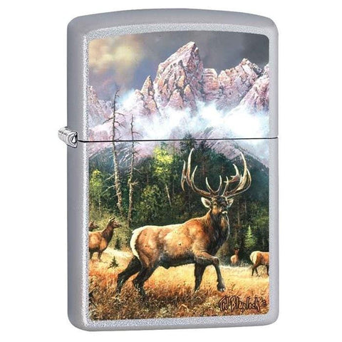 Zippo Lighter - Elk Call to Challenge Satin Chrome - Lighter USA