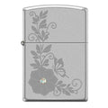 Zippo Lighter - Flower w/ Swarovski Crystal Satin Chrome - Lighter USA