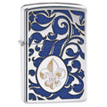 Zippo Lighter - Fleur De Lis High Polish Chrome - Lighter USA